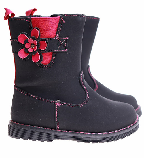 Ocieplane czarne kozaki dziewczęce /A4-2 17144 T292/