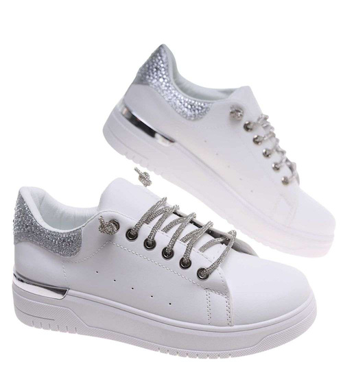 Białe wygodne trampki damskie /D1-3 18830 W285/