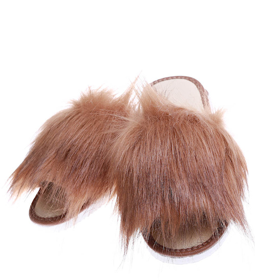 Rude damskie klapki z kudłatym futerkiem /F9-1 15312 S292/