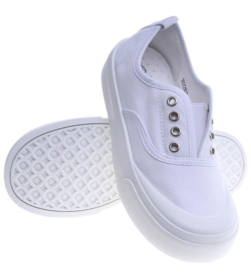 Wsuwane białe trampki na platformie /A10-3 14076 S260/