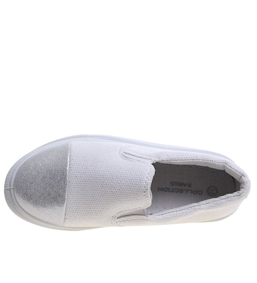 Wsuwane białe trampki dziewczęce slip on /B5-2 13683 T004/