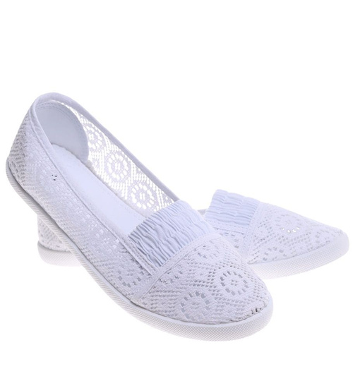 Białe ażurowe tenisówki damskie /B2-2 16473 S292/