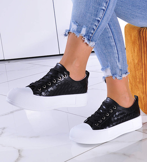 Damskie trampki na platformie Czarne /G3-2 11103 W203/