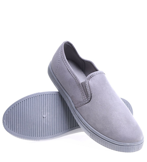 Wsuwane tenisówki z tkaniny Szare /G12-3 18751 T1/