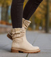 Zimowe botki saszki z ociepleniem Beżowe /B6-1 18546 G388/