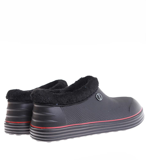 Czarne męskie kalosze piankowe z futerkiem /H2 17076  T291/