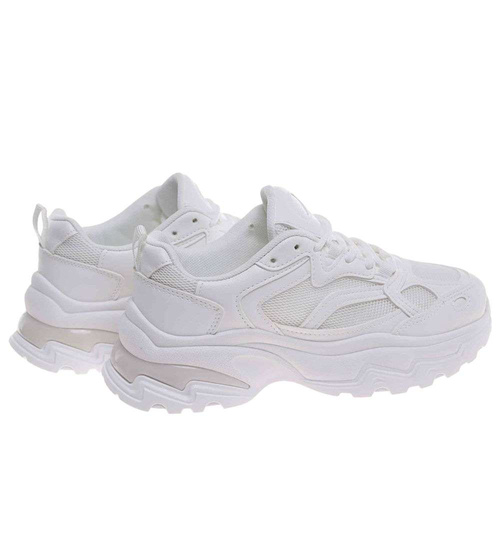 Damskie buty sportowe białe na platformie /G8-2 18658 S242/