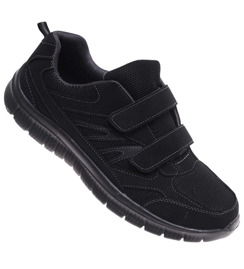 Czarne męskie buty sportowe na rzepy Duże rozmiary /G7-2 18015 T470/