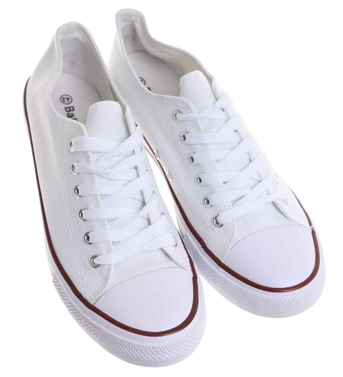 Trampki męskie Sznurowane białe z tkaniny /F5-3 17948 T234/