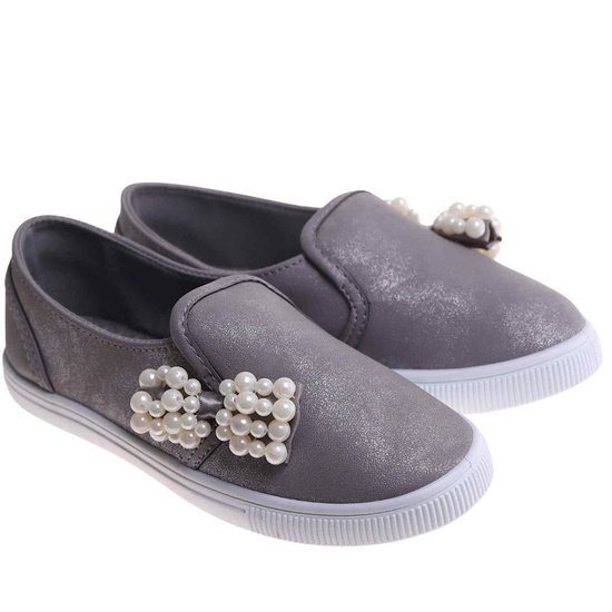Tenisówki dziewczęce Wsuwane szare trampki /F5-2 17852 T111/
