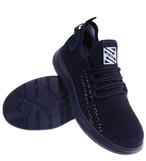 Wsuwane granatowe sneakersy męskie /D8-1 18007 G389/