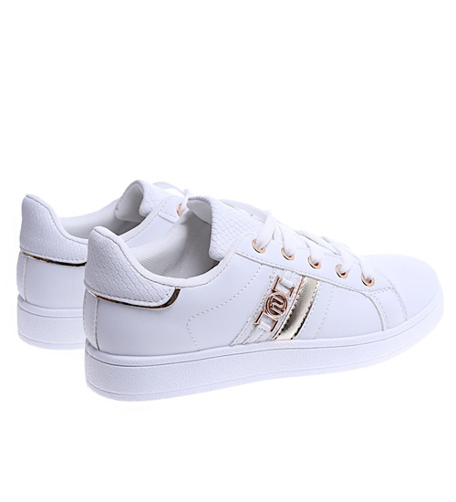 Białe sznurowane trampki damskie /F10-2 14673 T424/