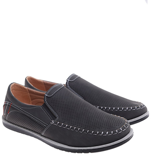 Wsuwane męskie półbuty mokasyny szare /B6-1 16544 T481/