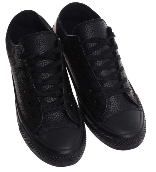 Czarne niskie trampki męskie /B4-2 17984 T232/