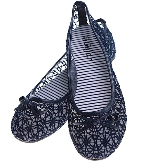 Granatowe balerinki z koronki /G12-2 16122 T182/