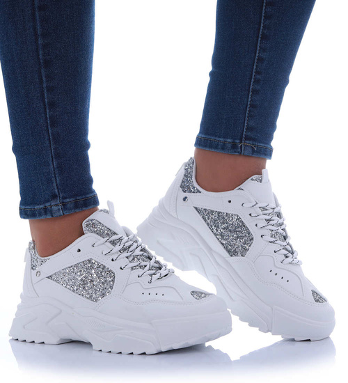 Białe buty sportowe na platformie /E1-2 17474 G391/