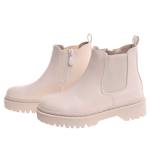 Beżowe dziewczęce botki sztyblety /D3-2 17063 T283/