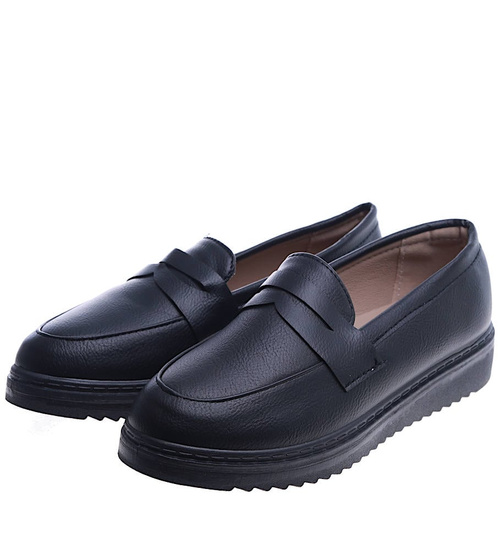 Wsuwane loafersy damskie na płaskim obcasie /E8-3 13678 T339/
