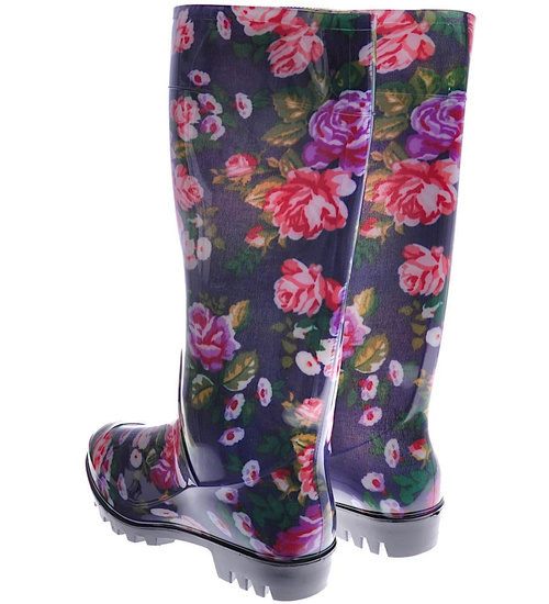 Wysokie damskie kalosze w kolorowe kwiaty /G7-1 12414 S245/