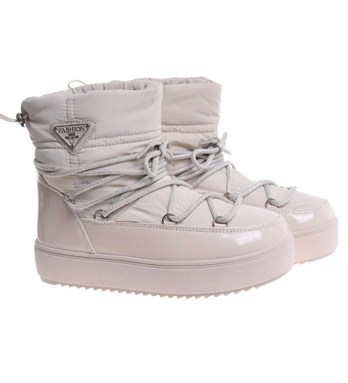 Ocieplane śniegowce damskie Beżowe /F7-2 18570 W343/