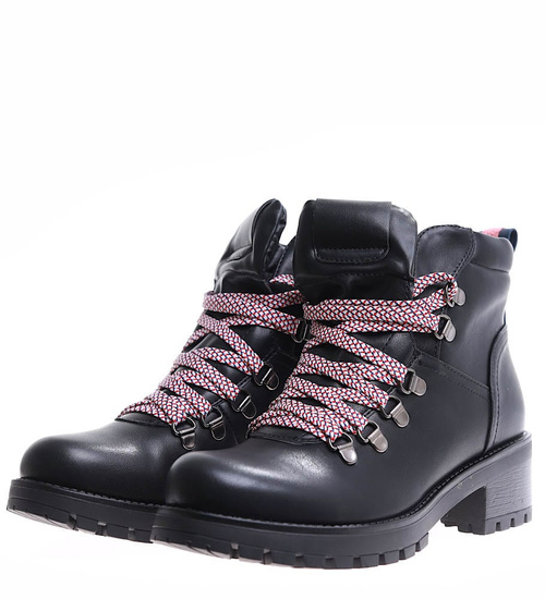  Czarne trapery damskie z ociepleniem /E3-1 +h2 17030 T285/