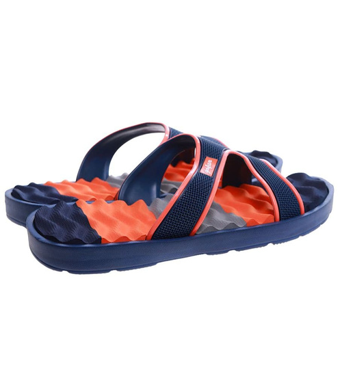 Basenowe klapki męskie Granatowe pomarańczowe /D6-1 17191  T087/