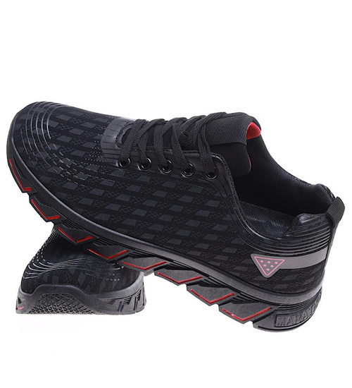 Czarne wiązane męskie buty sportowe /F5-2 15878 T310/