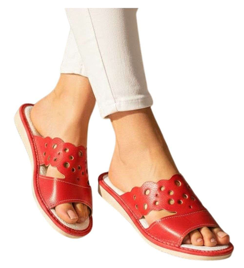 Czerwone ażurowe domowe klapki kapcie /D6-1 16246 S165/