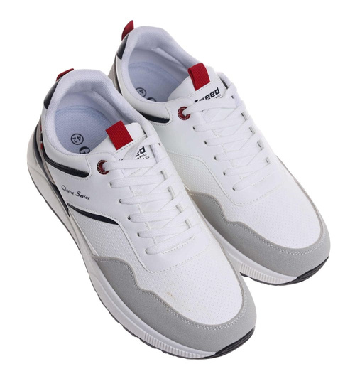 Sznurowane męskie białe buty sportowe /A3-3 18012 GF585/