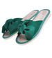 Skórzane domowe klapki z kokardą Zielone /B6-1 10859 S194/