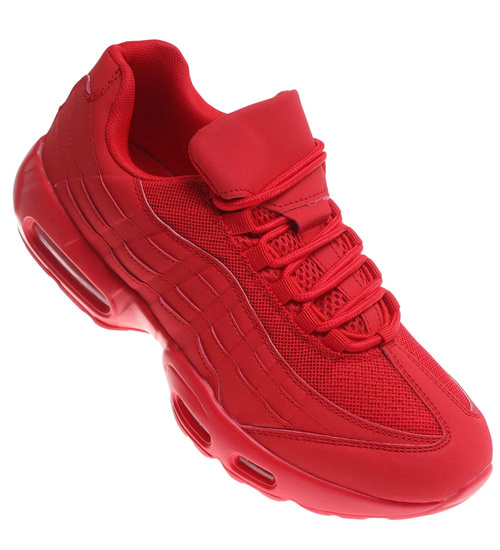 Czerwone wiązane męskie buty sportowe /F1-3 17955 G381/