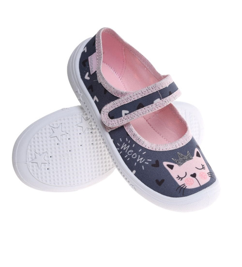 Szare dziewczęce tenisówki na rzep ost472