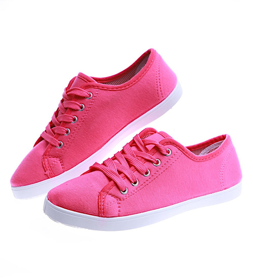 Sznurowane różowe trampki damskie /G2-2 14392 S191/