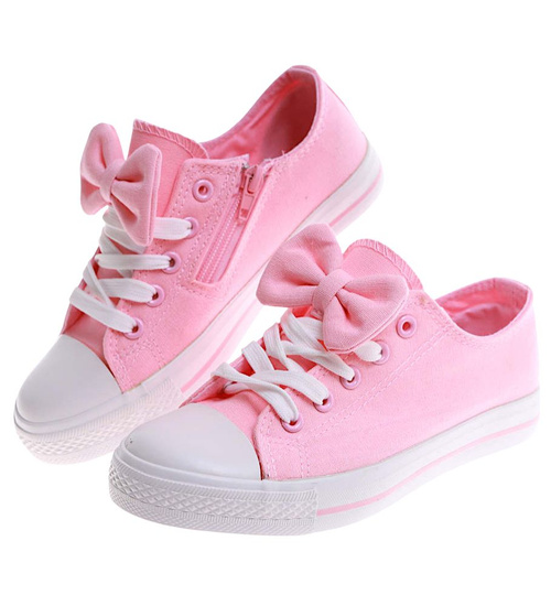 Różowe dziewczęce trampki z kokardą /B7-2 16784 T13-5/