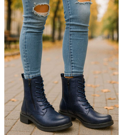 Granatowe botki ocieplane workery damskie /i5-2 h2 18400 W282/