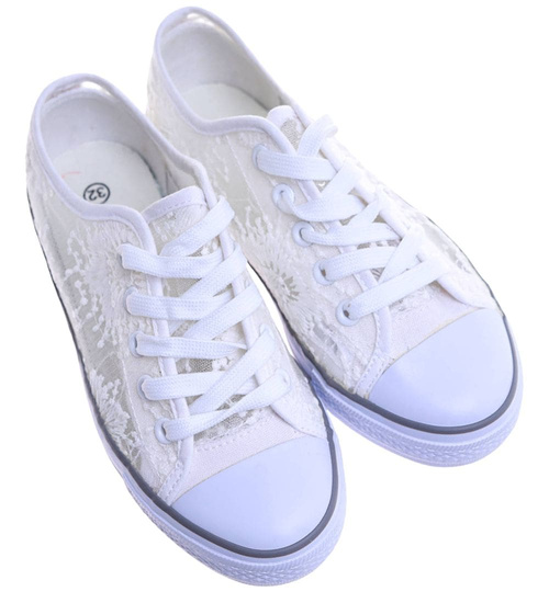 Ażurowe białe trampki dziewczęce /F7-2 17559 T141/