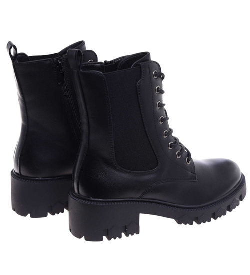 Czarne trapery damskie na platformie /A3-3 18284 W480/