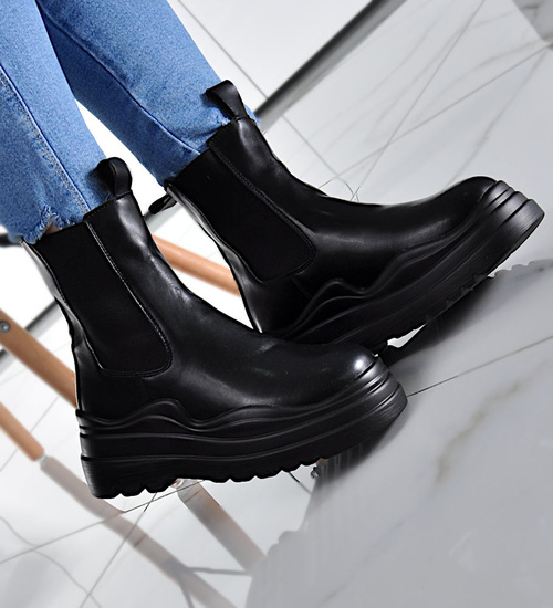 Botki damskie buty na jesień Czarne /G8-2 9620 S987/