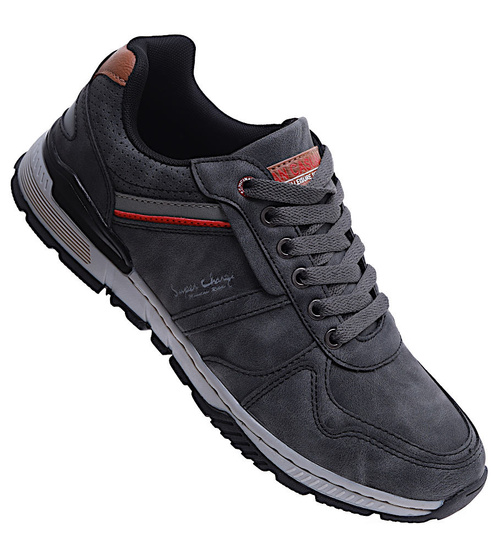 Sznurowane męskie trampki szare /E10-2 15339 T687/