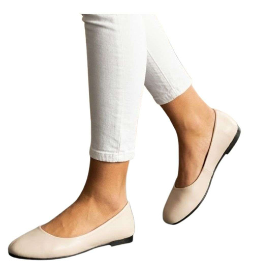 Klasyczne beżowe balerinki damskie /A1-1 14603 T142/