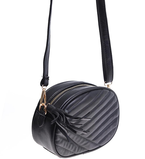 Czarna damska torebka listonoszka z frędzlami /H2-K4 TB515  M132/