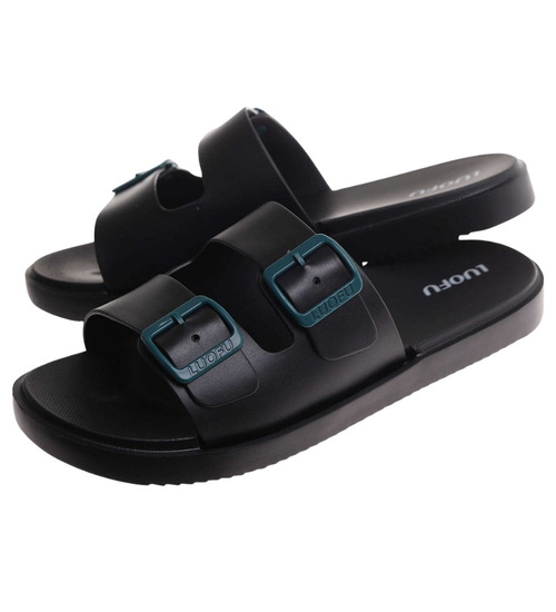 Klapki męskie czarno zielone wodoodporne na plażę /C2-1 17856  T008/