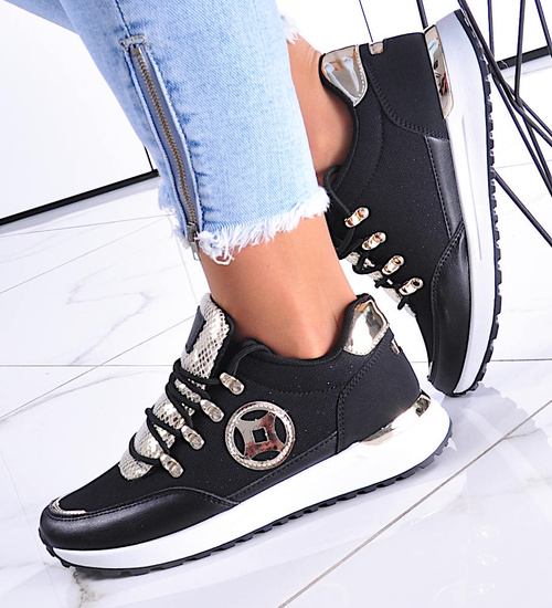 Modne damskie buty sportowe Czarne /C1-2 12349 T697/