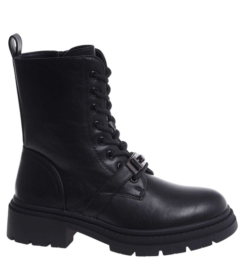 Czarne ocieplane botki trapery /K3-3 18532 W384/