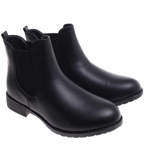 Botki damskie na płaskim obcasie wsuwane /E1-3 18242 T300/