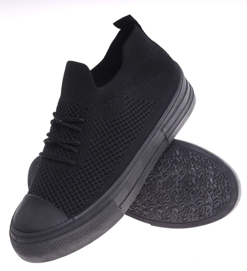 Czarne elastyczne trampki damskie /J5-1 184892 W6/