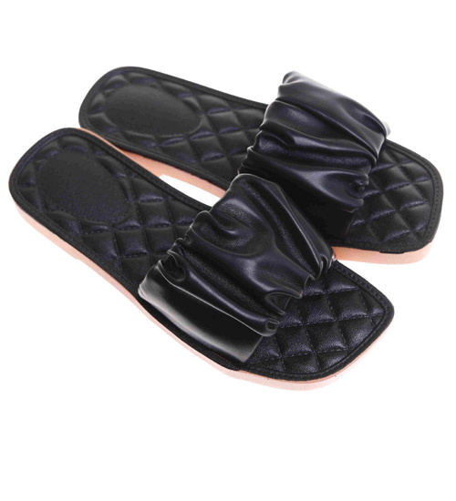 Czarne casualowe klapki damskie /G2-2 17738 W066/