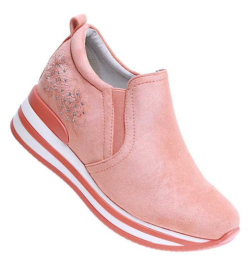 Damskie buty sportowe na platformie Pomarańczowe  /B4-3 16094 S293/ 