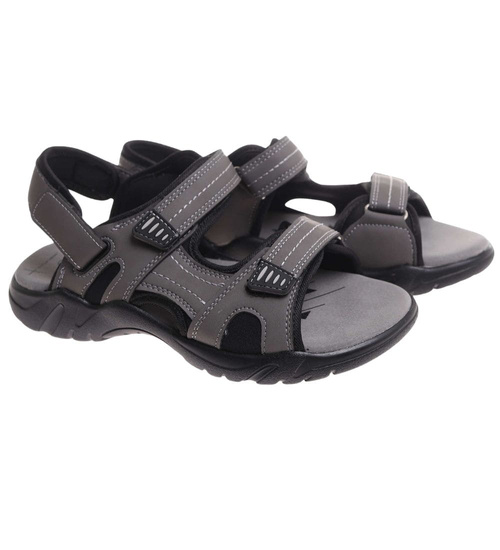 Szare chłopięce sandały na rzepy /F6-3 17920 T459/