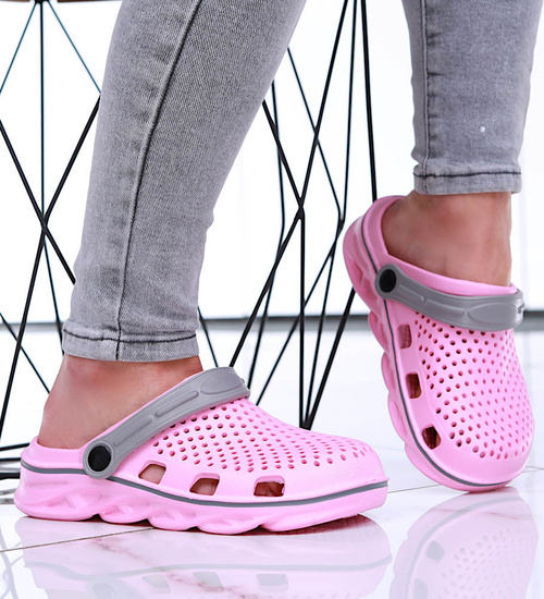 Kryte różowe szare klapki na basen /G6-1 16274 S196/